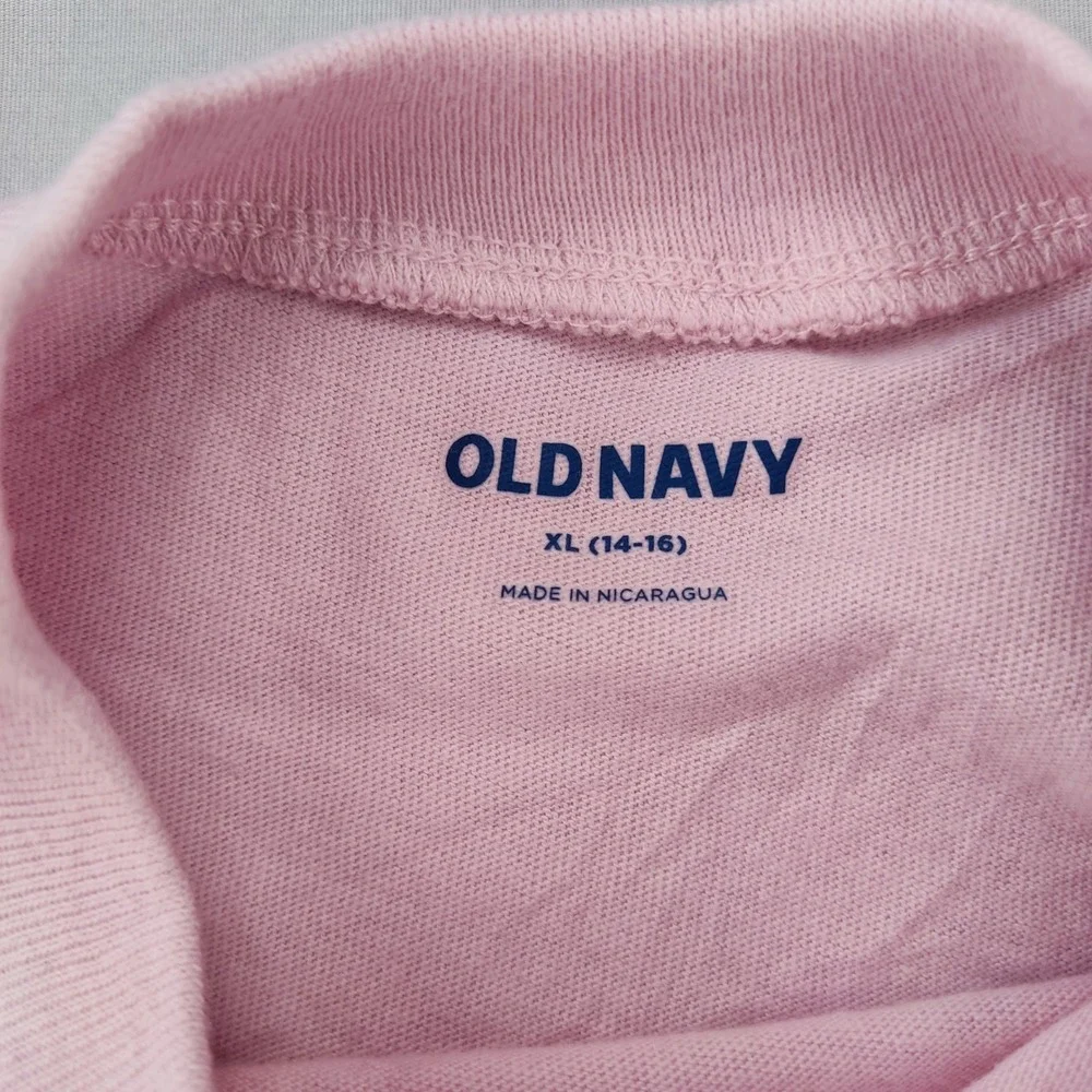 Old Navy Graphic Tee Girl XL Pink Nirvana Floral Heart Cropped Long Sleeve Shirt